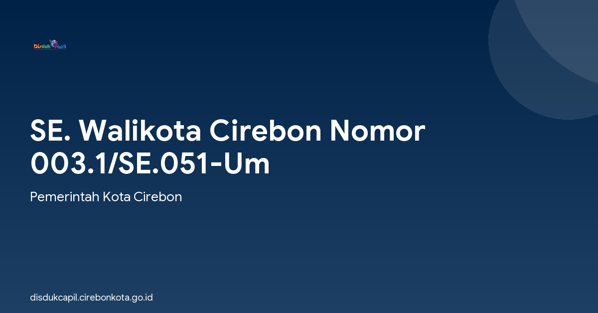 SE. Walikota Cirebon Nomor 003.1/SE.051-Um
