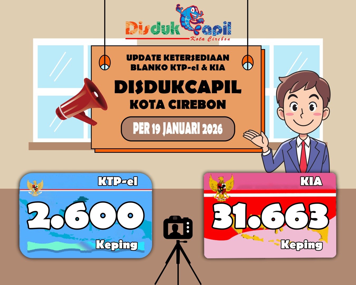 Stok Blanko KTP-el dan KIA Tanggal 19 Januari 2026