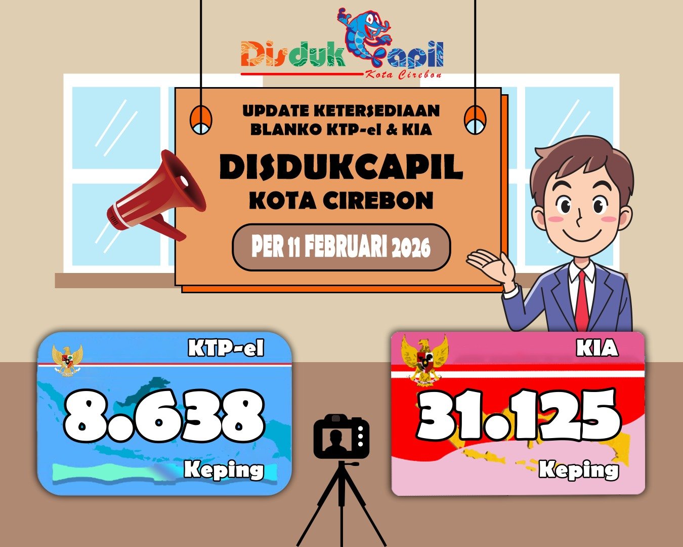 Stok Blanko KTP-el dan KIA Tanggal 11 Februari 2026
