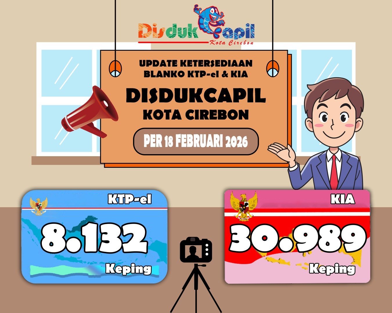 Stok Blanko KTP-el dan KIA Tanggal 18 Februari 2026