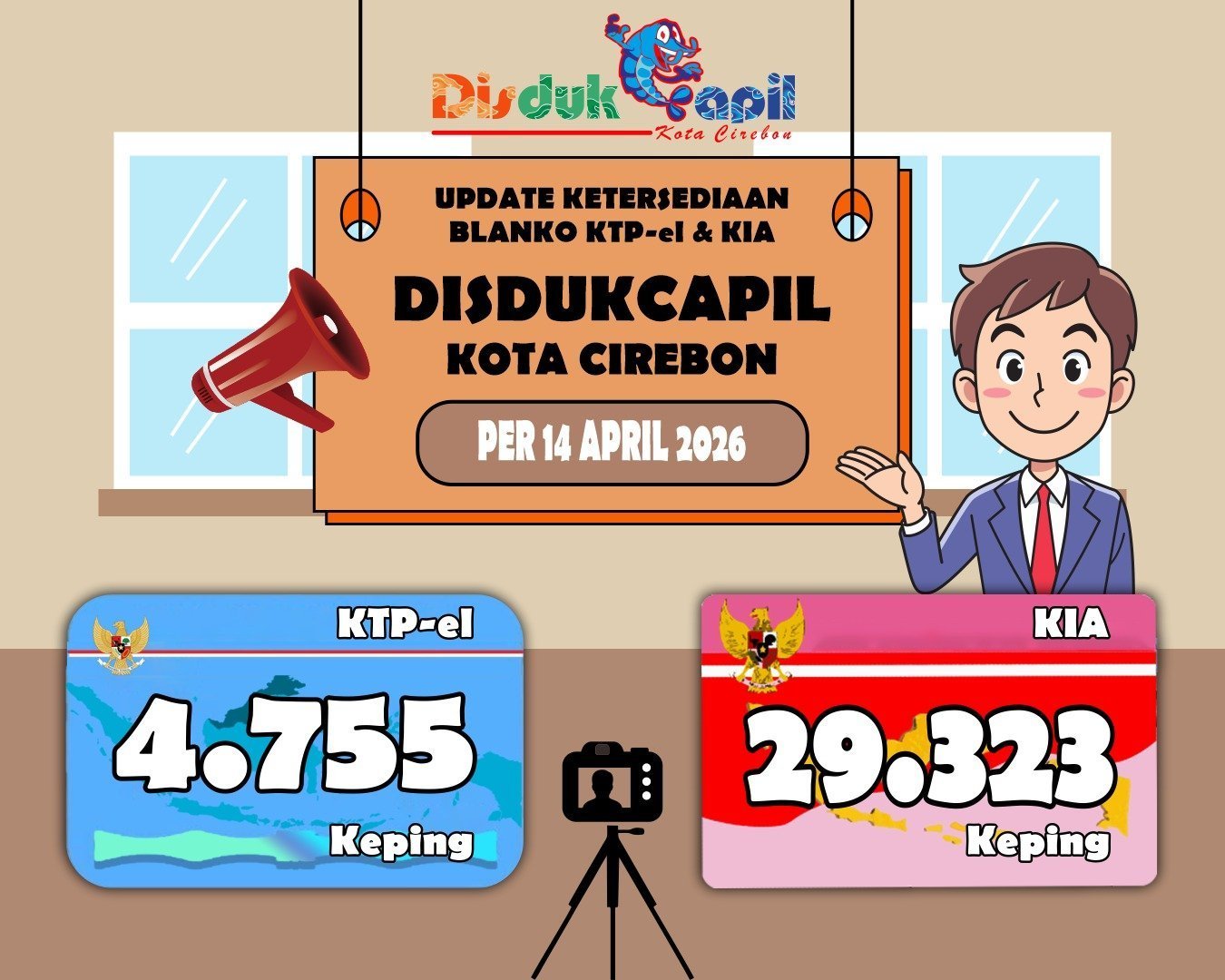 Stok Blanko KTP-el dan KIA Tanggal 14 April 2026