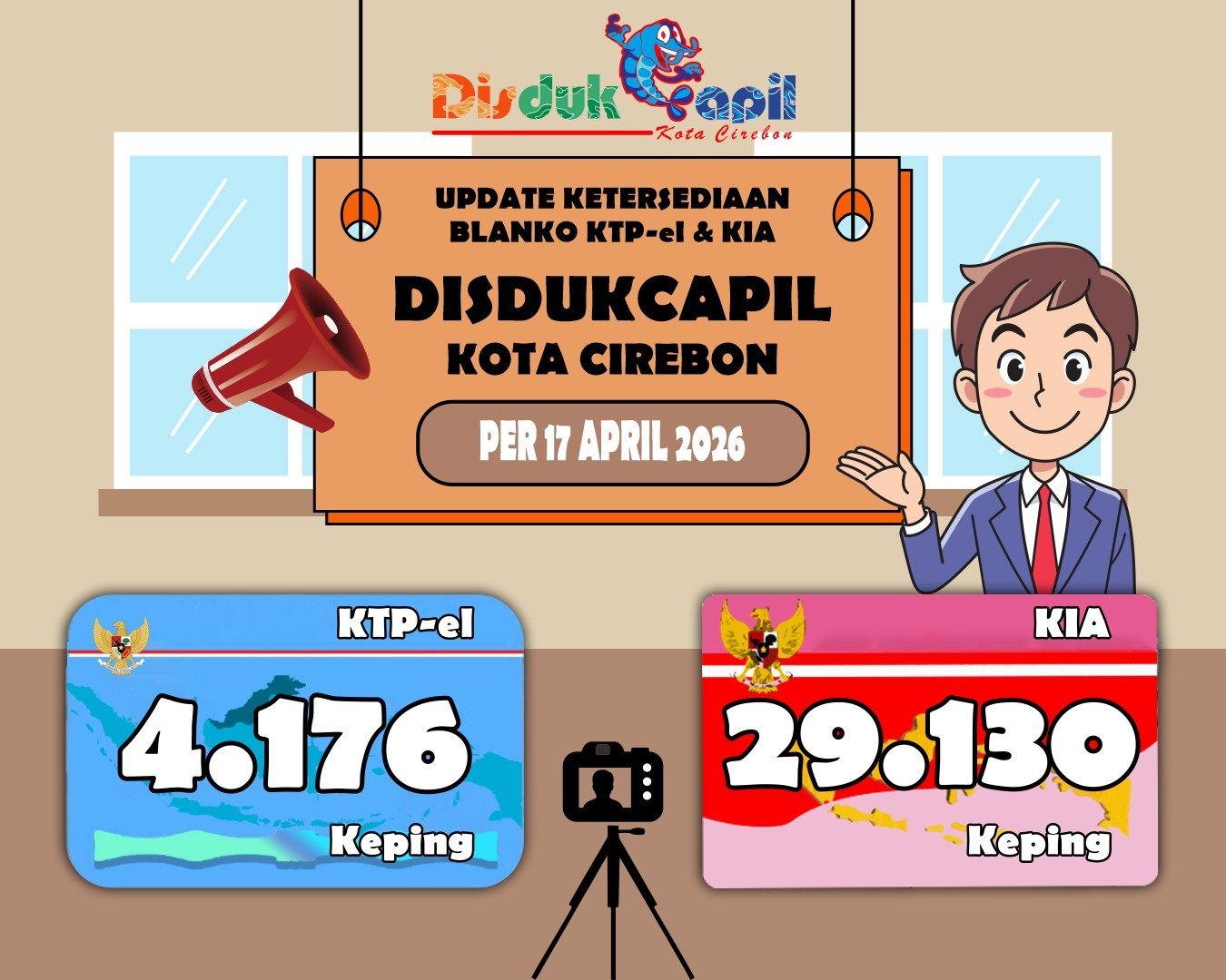 Stok Blanko KTP-el dan KIA Tanggal 17 April 2026