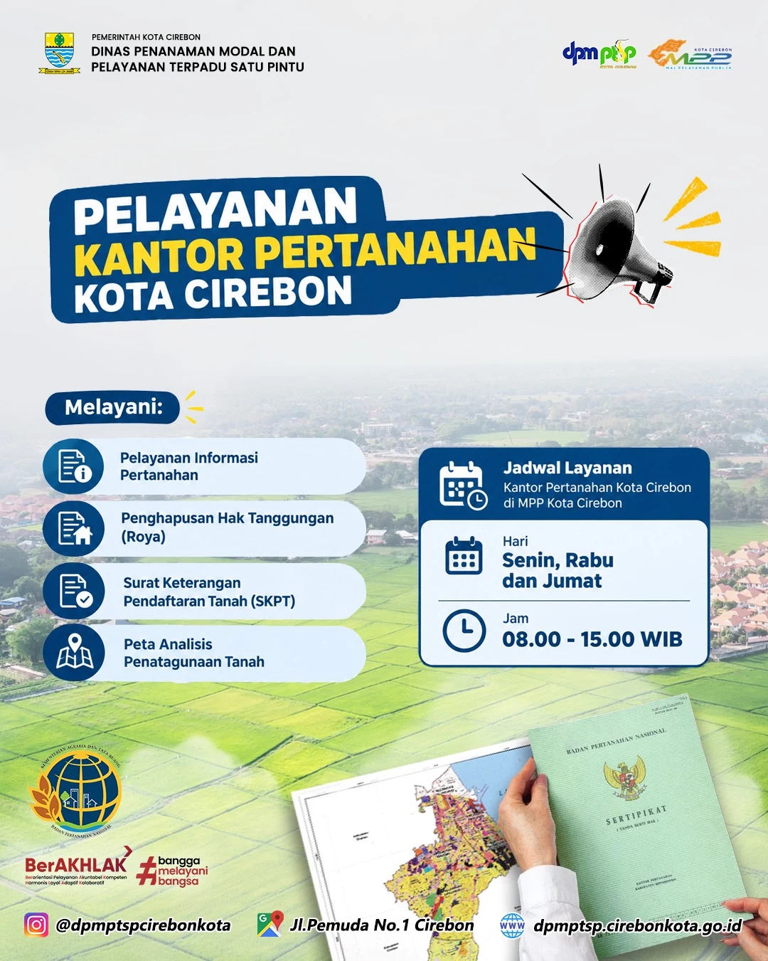 Pengumuman Pelayanan Kantor Pertanahan Kota Cirebon di MPP Kota Cirebon